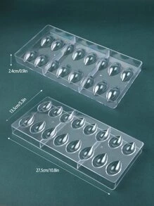 1pc Silicone Chocolate Mould In Water Drop Shape, Made Of Transparent Plastic, Includes Half-Ellipse Chocolate Mould And Half Egg Shaped Chocolate Mould, Suitable For Home Diy Candy Making Machine - Clear - View 2