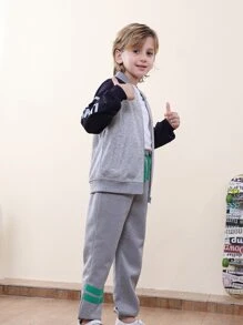 Boys Letter Graphic Bomber Jacket - Multicolor - View 3