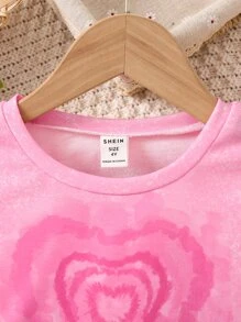 Toddler Girls Heart Print Drop Shoulder Sweatshirt - Pink - View 5
