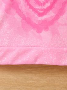 Toddler Girls Heart Print Drop Shoulder Sweatshirt - Pink - View 6