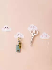 4pcs Cloud Shaped Random Wall Hook, Cartoon Cute Adhesive Hook For Household - Multicolor - View 1