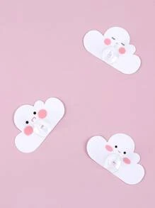4pcs Cloud Shaped Random Wall Hook, Cartoon Cute Adhesive Hook For Household - Multicolor - View 3