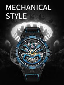Men Hollow Out Mechanical Watch - Black - View 5
