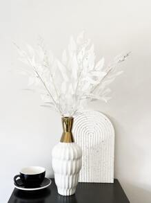 1pc/2pcs/4pcs Plastic Artificial Willow Leaf Plants, 4 Colors, Home Decor Flowers, Suitable For Wedding Party Holiday, Excellent Quality Fake Flowers, 52cm Length - White - View 3