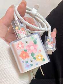 5pcs 1.5M Flower Print Data Cable Wrap Protector Set - Clear - View 1