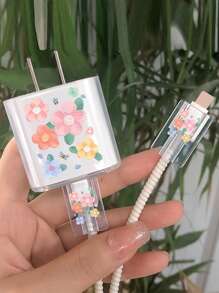 5pcs 1.5M Flower Print Data Cable Wrap Protector Set - Clear - View 2