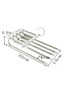 1pc Foldable Pants Hanger,Stainless Steel Pants Hanger, Folding Storage Rack Trousers Hanger - White - View 3