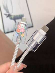 5pcs 1.5M Flower Print Data Cable Wrap Protector Set - Clear - View 4