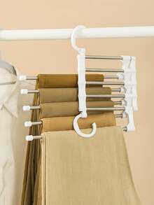 1pc Foldable Pants Hanger,Stainless Steel Pants Hanger, Folding Storage Rack Trousers Hanger - White - View 4