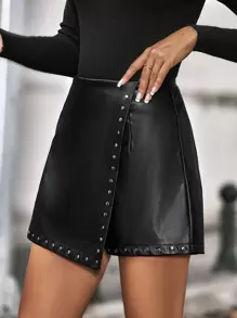 Firerie Studded Detail Wrap Hem Skort - Black - View 4
