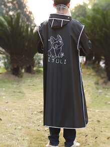 1pc Contrast Binding Raincoat Insulation, Galentines, Puppy, Carnival, Party Decorations, Spring Summer Picks, Brides Maid Gifts, Room, Bedroom Decor, Bedroom Decor, Beach, Travel, For Men, For Women, Vacation,Cute Stuff - Black - View 4