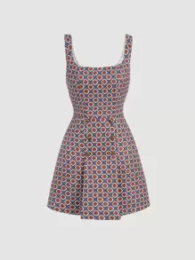 SHEIN MOD Allover Print Double Breasted Dress Without Tee - Multicolor - View 1