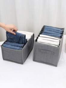 1pc Portable Non-Woven Fabric Clothes Storage Box,Daily Solid Household Clothes Carrying Box Room Decor Home Decor Fall Decor Bedroom Decor - Grey - View 3