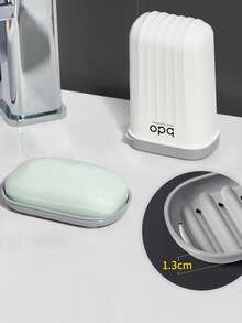 1pc Portable Soap Dish With Lid - White - View 5