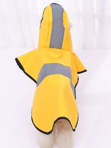1pc Contrast Binding Hooded Pet Raincoat - Yellow - View 2