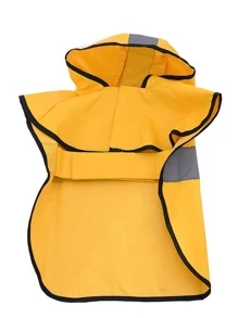 1pc Contrast Binding Hooded Pet Raincoat - Yellow - View 4