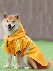 1pc Reflective Detail Hooded Pet Raincoat - Yellow - View 2