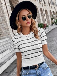 Knit Mix Áo dệt kim nữ Sọc Giải trí - Nhiều màu - Xem 4