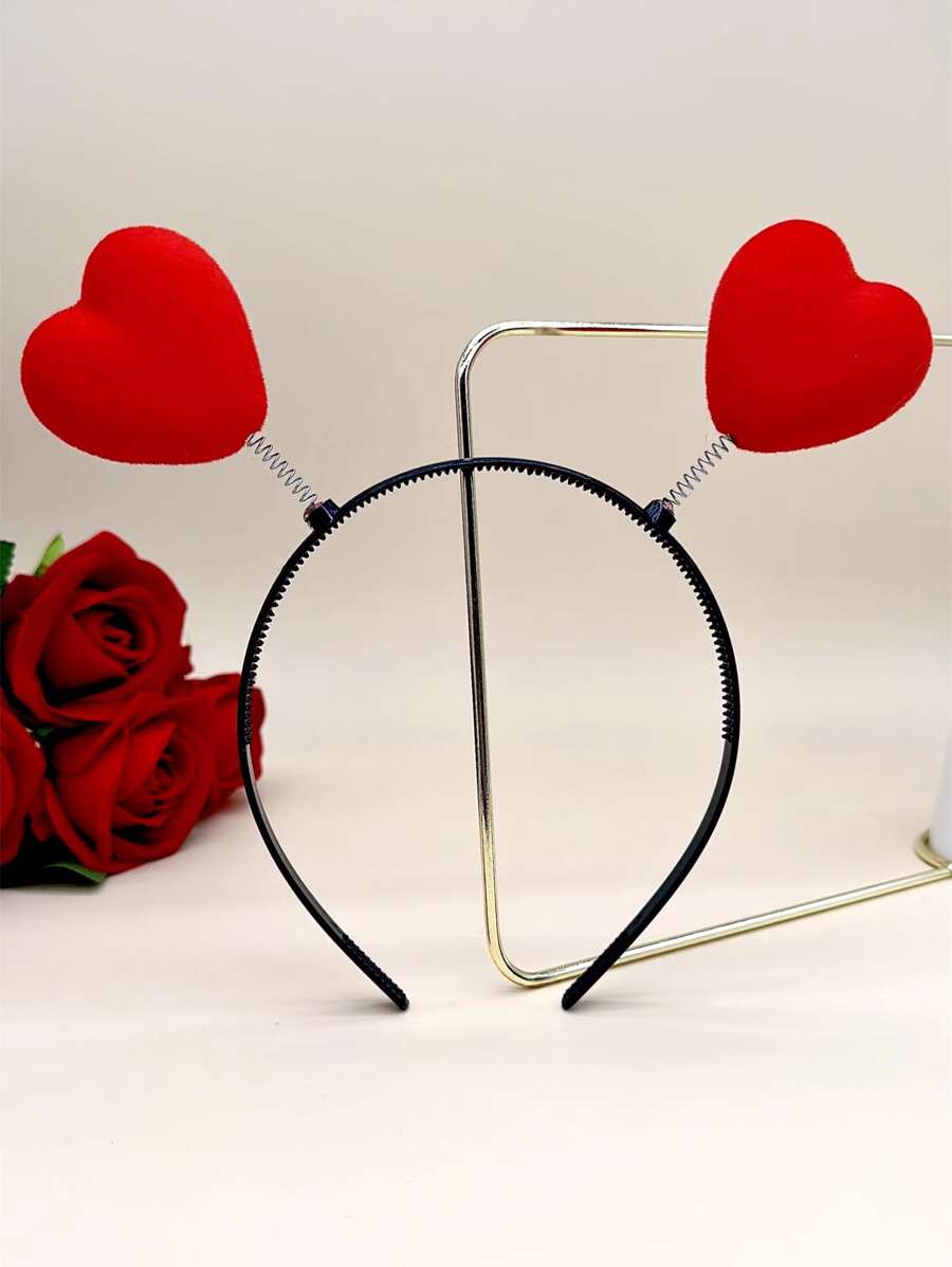 Heart Decor Headband - Red - View 1