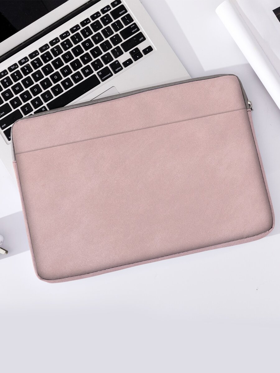 純色印花筆記型電腦包 - 粉色 - 查看 1