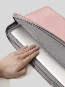 純色印花筆記型電腦包 - 粉色 - 查看 4