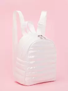 1 Miếng Mùa thu Và Mùa Đông Trẻ em Con trai Cô gái Màu thuần Mềm mại Kết cấu Xuống Trẻ em Ba lô Thích hợp Đối với Sử dụng hàng ngày - trắng - Xem 1