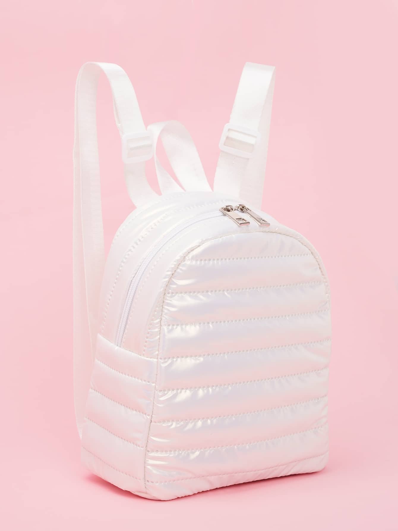 1 Miếng Mùa thu Và Mùa Đông Trẻ em Con trai Cô gái Màu thuần Mềm mại Kết cấu Xuống Trẻ em Ba lô Thích hợp Đối với Sử dụng hàng ngày - trắng - Xem 1