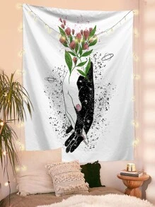 1pc Flower Print Decorative Tapestry - Multicolor - View 1