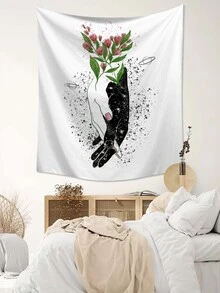 1pc Flower Print Decorative Tapestry - Multicolor - View 6