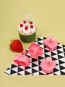 1pc Christmas Tree & Snowman Shaped Cookie Stamp - Pink - View 1