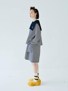 Shorts con estampado de rayas - Azul y blanco - Ver 3