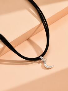 Moon Charm Choker - Black and White - View 3