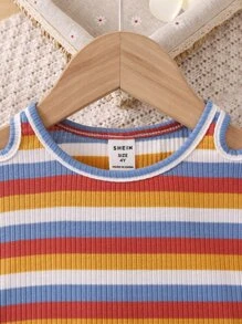 Toddler Girls Block Striped Tee Dress - Multicolor - View 3