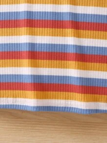 Toddler Girls Block Striped Tee Dress - Multicolor - View 4
