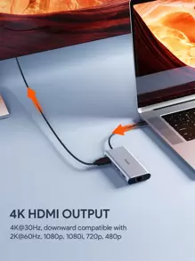 JMMO USB 集线器、USB-C 集线器、9 合 1 USB C 适配器（带 USB C 转 HDMI 兼容）、3 个 USB 3.0 端口、1 个 USB 2.0 端口、以太网端口、Micro SD/SD 读卡器、适用于大多数 Type-C 设备的 USB C 底座 - 銀色 - 查看 4