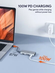 JMMO USB 集线器、USB-C 集线器、9 合 1 USB C 适配器（带 USB C 转 HDMI 兼容）、3 个 USB 3.0 端口、1 个 USB 2.0 端口、以太网端口、Micro SD/SD 读卡器、适用于大多数 Type-C 设备的 USB C 底座 - 銀色 - 查看 5