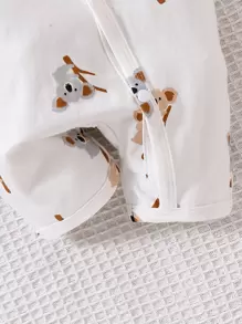 SHEIN 新生兒男嬰2入組考拉印花鈕扣連身衣