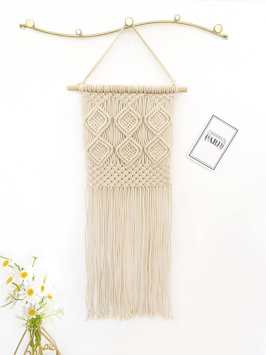 1pc Woven Tassel Wall Hanging - Beige - View 1
