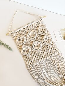 1pc Woven Tassel Wall Hanging - Beige - View 2