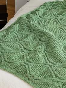 Geometric Jacquard Throw Blanket - Green - View 4