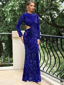 LOVE&LEMONADE 露背亮片正式禮服 - 寶藍色 - 查看 6