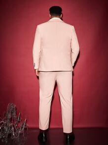 Manfinity Men Lapel Collar Single Breasted Blazer & Trousers - Baby Pink - View 2
