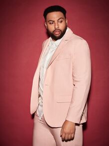 Manfinity Men Lapel Collar Single Breasted Blazer & Trousers - Baby Pink - View 5