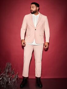 Manfinity Men Lapel Collar Single Breasted Blazer & Trousers - Baby Pink - View 6