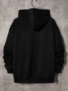 Manfinity VCAY Loose Men Reflective Cartoon Kangaroo Pocket Hoodie - Black - View 2