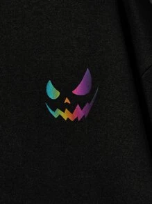 Manfinity VCAY Loose Men Reflective Cartoon Kangaroo Pocket Hoodie - Black - View 4