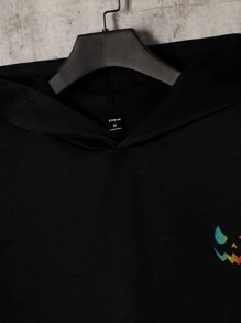 Manfinity VCAY Loose Men Reflective Cartoon Kangaroo Pocket Hoodie - Black - View 5