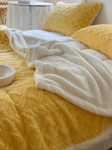 1pc Geometric Pattern Blanket - Yellow - View 3