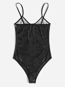 ROMWE Goth Skeleton Graphic Cami Bodysuit - Black - View 2