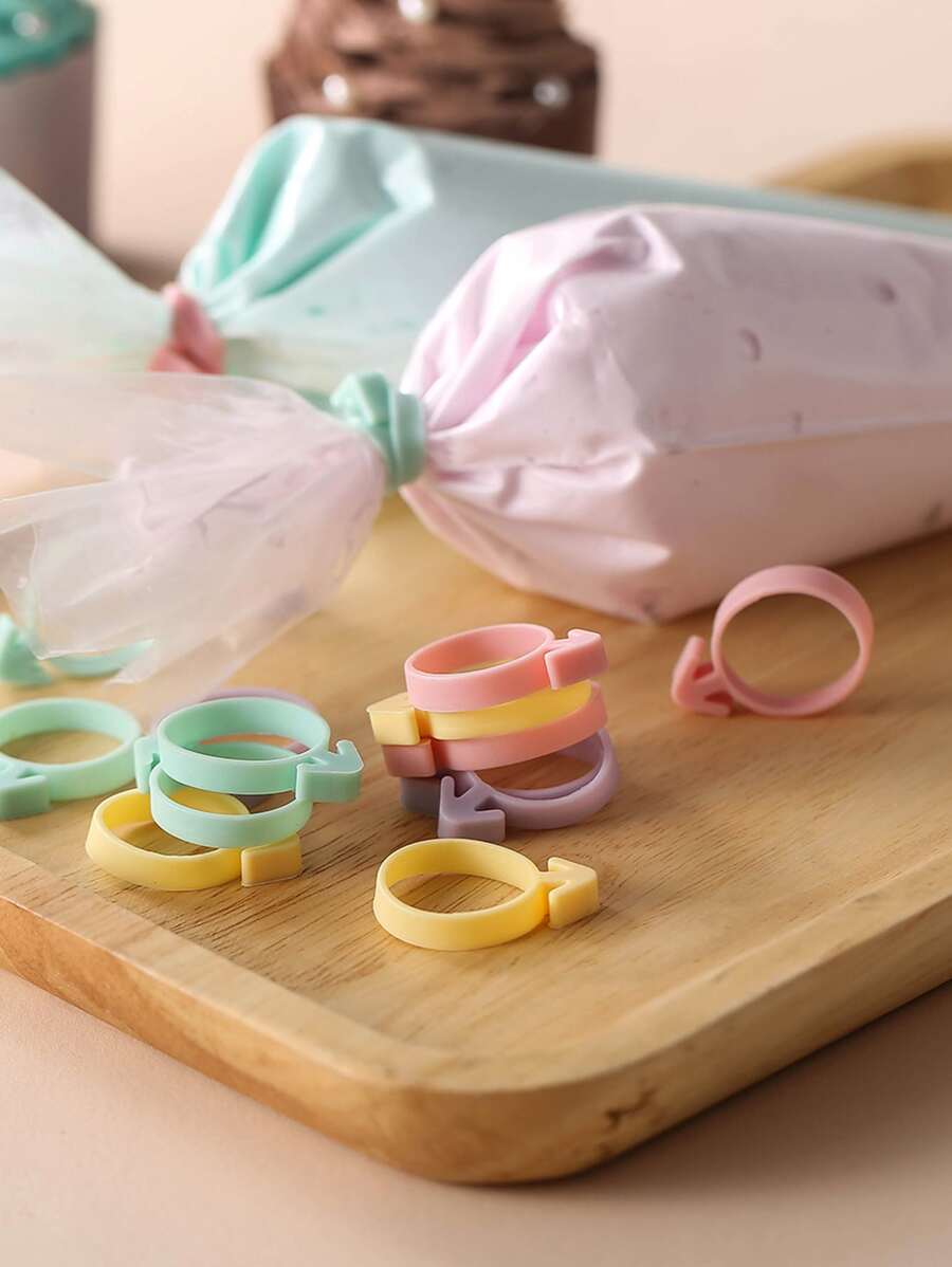 10pcs Random Color Pastry Bag Buckle, Silicone Piping Bag Clip For Baking - Multicolor - View 1